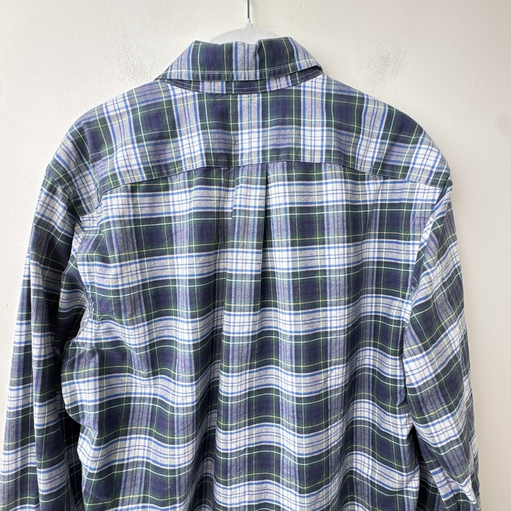 Ralph Lauren Button Down Shirt Mens Medium Navy Blue White Tartan Plaid Preppy - Picture 5 of 9